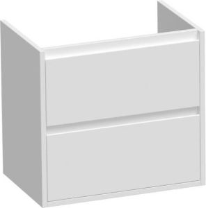 Saniclass New Future Small wastafelonderkast 60x39x55cm 2 softclose greeploze lades met 1 sifonuitsparing MDF hoogglans Wit 1154