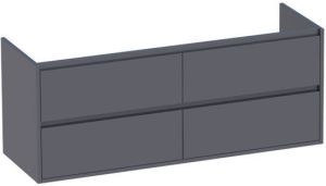 Saniclass New Future wastafelonderkast 140x46x55cm 4 softclose greeploze lades met 2 sifonuitsparingen MDF mat Grijs 1581
