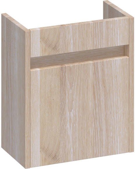 Saniclass Nexxt Fonteinonderkast 40x45x22cm 1 rechtsdraaiende deur greep doorlopende lamellen geborsteld hout white oak FO-NXRWO