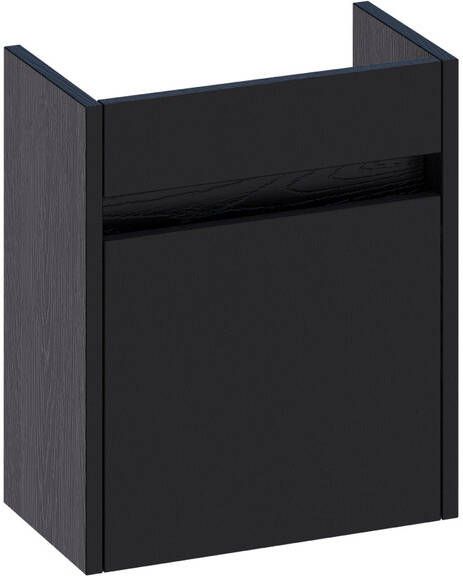 Saniclass Nexxt Fonteinonderkast 40x45x22cm 1 rechtsdraaiende deur greep MFC black wood FO-NXRBW