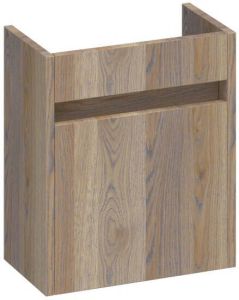 Saniclass Nexxt fonteinonderkast 40x45x22cm met 1 rechtsdraaiende deur met greep doorlopende lamellen geborsteld hout Black oak FO-NXRBO