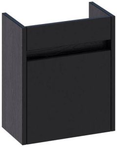 Saniclass Nexxt fonteinonderkast 40x45x22cm met 1 rechtsdraaiende deur met greep MFC Black wood FO-NXRBW