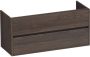 Saniclass Nexxt Wastafelonderkast 120x46x55cm 2 greeploze softclose lades 2 sifonuitsparingen hout black oak OK-MEN1202BO - Thumbnail 1