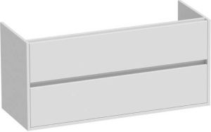 Saniclass Nexxt Wastafelonderkast 120x46x55cm 2 greeploze softclose lades 2 sifonuitsparingen MDF hoogglans wit 1601