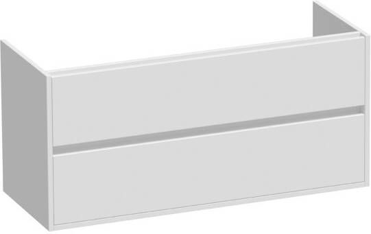Saniclass Nexxt wastafelonderkast 120x46x55cm 2 softclose greeploze lades met 2 sifonuitsparingen MDF mat Zwart 1646