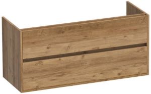 Saniclass Nexxt wastafelonderkast 120x46x55cm 2 softclose greeploze lades met 2 sifonuitsparingen MFC Metal OK-NX120-2ME