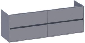 Saniclass Nexxt wastafelonderkast 160x46x55cm 4 softclose greeploze lades met 2 sifonuitsparingen MDF mat Zwart 1649