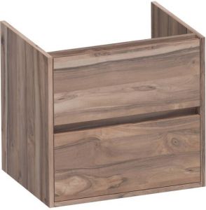 Saniclass Nexxt wastafelonderkast 60x46x55cm 2 softclose greeploze lades met 1 sifonuitsparing MFC Almond OK-NX60AL