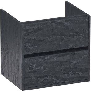 Saniclass Nexxt wastafelonderkast 60x46x55cm 2 softclose greeploze lades met 1 sifonuitsparing MFC Metal OK-NX60ME