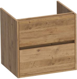 Saniclass Nexxt wastafelonderkast 60x46x55cm 2 softclose greeploze lades met 1 sifonuitsparing MFC Old Castle 1702