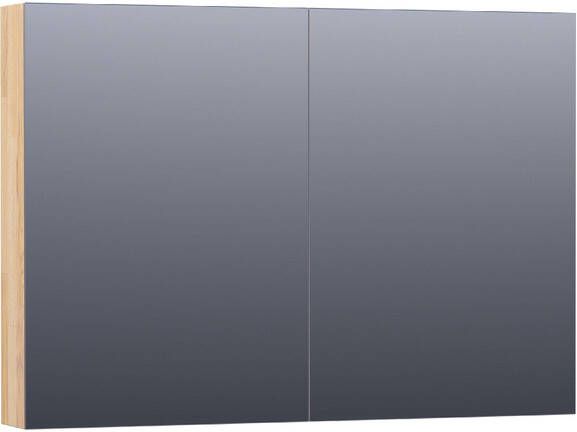 Saniclass Plain Spiegelkast 100x70x15cm 2 links rechtsdraaiende spiegeldeuren hout grey oak SK-PL100GO