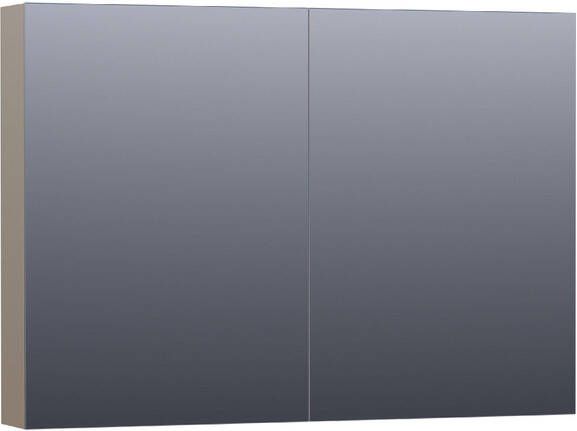 Saniclass Plain Spiegelkast 100x70x15cm 2 links rechtsdraaiende spiegeldeuren MDF hoogglans taupe SK-PL100HT