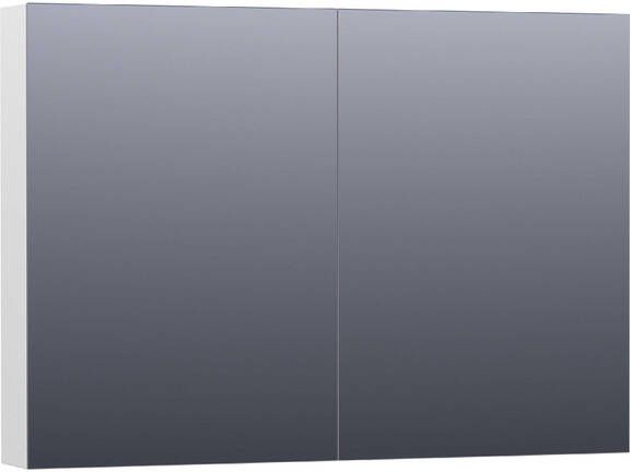 Saniclass Plain Spiegelkast 100x70x15cm 2 links rechtsdraaiende spiegeldeuren MDF hoogglans wit SK-PL100HW