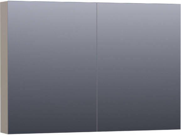 Saniclass Plain Spiegelkast 100x70x15cm 2 links rechtsdraaiende spiegeldeuren MDF mat taupe SK-PL100MT