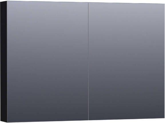 Saniclass Plain Spiegelkast 100x70x15cm 2 links rechtsdraaiende spiegeldeuren MDF mat zwart SK-PL100MZ