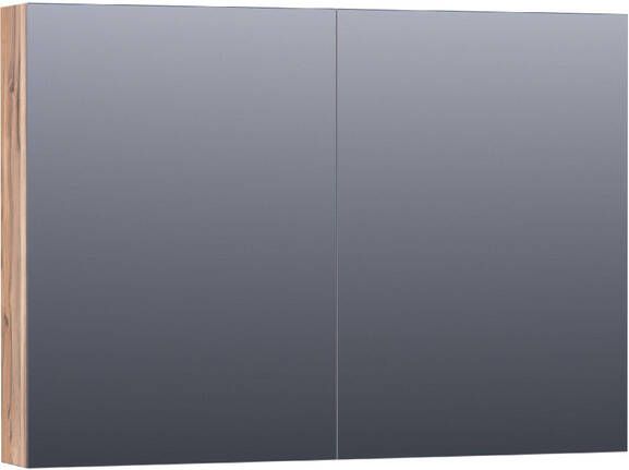 Saniclass Plain Spiegelkast 100x70x15cm 2 links rechtsdraaiende spiegeldeuren MFC Almond SK-PL100AL