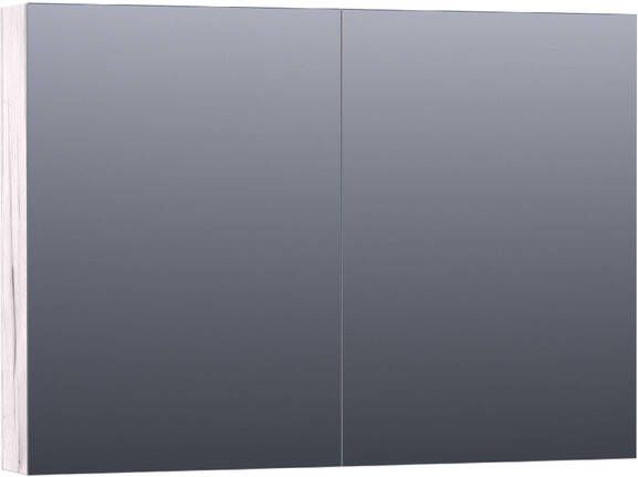 Saniclass Plain Spiegelkast 100x70x15cm 2 links rechtsdraaiende spiegeldeuren MFC Birch SK-PL100BR