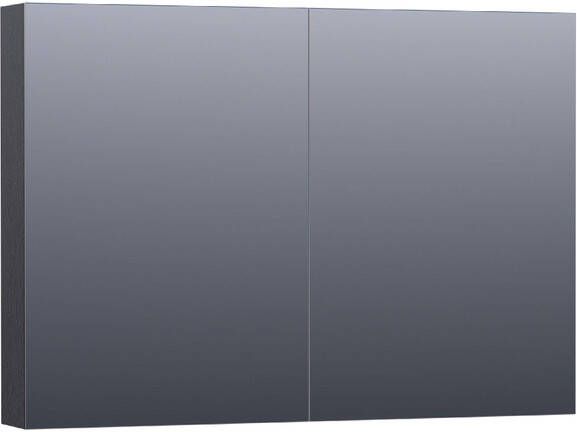 Saniclass Plain Spiegelkast 100x70x15cm 2 links rechtsdraaiende spiegeldeuren MFC black wood SK-PL100BW