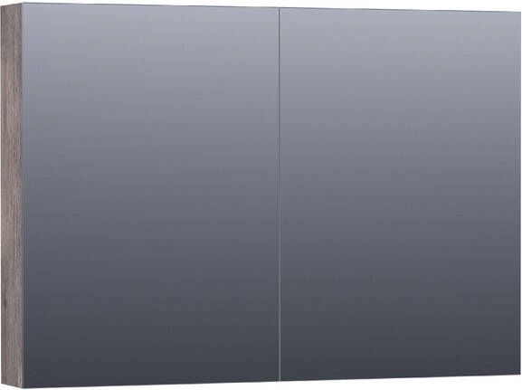 Saniclass Plain Spiegelkast 100x70x15cm 2 links rechtsdraaiende spiegeldeuren MFC grey Canyon SK-PL100GC