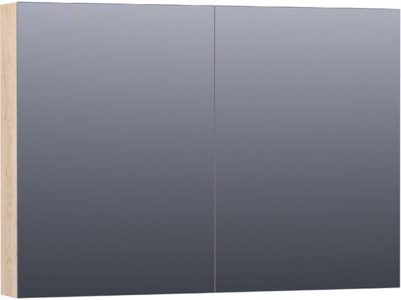 Saniclass Plain Spiegelkast 100x70x15cm 2 links rechtsdraaiende spiegeldeuren MFC legno calore SK-PL100LC
