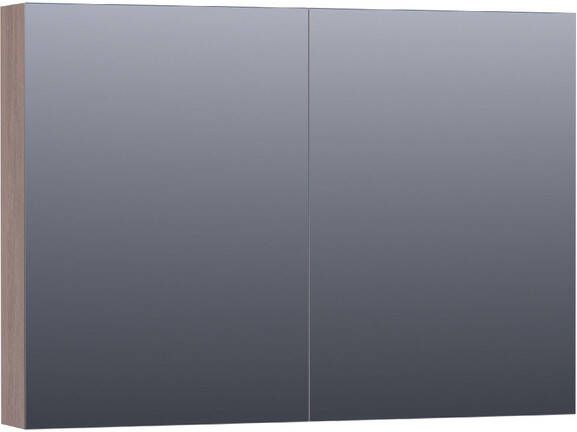 Saniclass Plain Spiegelkast 100x70x15cm 2 links rechtsdraaiende spiegeldeuren MFC legno viola SK-PL100LV