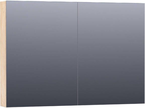 Saniclass Plain Spiegelkast 100x70x15cm 2 links rechtsdraaiende spiegeldeuren MFC sahara SK-PL100SH