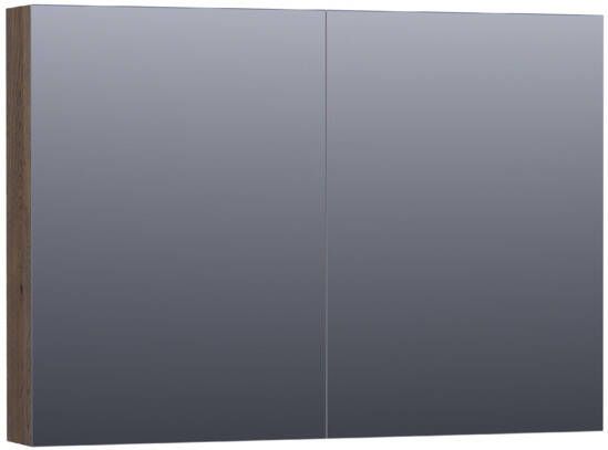 Saniclass Plain spiegelkast 100x70x15cm met 2 links- en rechtsdraaiende spiegeldeuren Hout Black oak SK-PL100BO