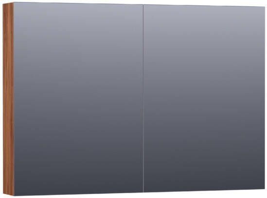 Saniclass Plain spiegelkast 100x70x15cm met 2 links- en rechtsdraaiende spiegeldeuren Hout Natural walnut SK-PL100NWA