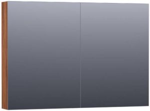 Saniclass Plain spiegelkast 100x70x15cm met 2 links- en rechtsdraaiende spiegeldeuren Hout Natural walnut SK-PL100NWA