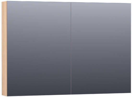 Saniclass Plain spiegelkast 100x70x15cm met 2 links- en rechtsdraaiende spiegeldeuren Hout Smoked oak SK-PL100SO