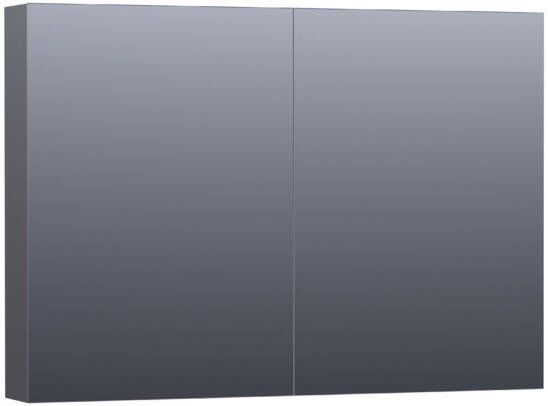 Saniclass Plain spiegelkast 100x70x15cm met 2 links- en rechtsdraaiende spiegeldeuren MDF hoogglans Grijs SK-PL100HG
