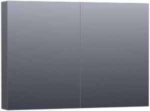 Saniclass Plain spiegelkast 100x70x15cm met 2 links- en rechtsdraaiende spiegeldeuren MDF hoogglans Grijs SK-PL100HG