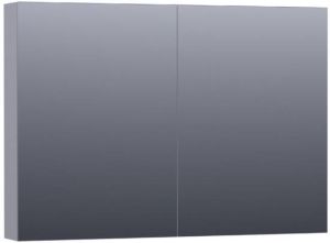 Saniclass Plain spiegelkast 100x70x15cm met 2 links- en rechtsdraaiende spiegeldeuren MDF mat Grijs SK-PL100MG