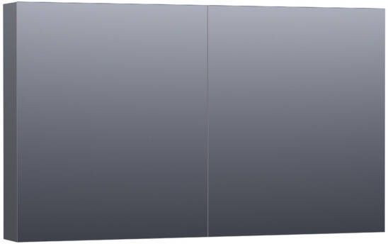 Saniclass Plain spiegelkast 120x70x15cm met 2 links- en rechtsdraaiende spiegeldeuren MDF hoogglans Grijs SK-PL120HG