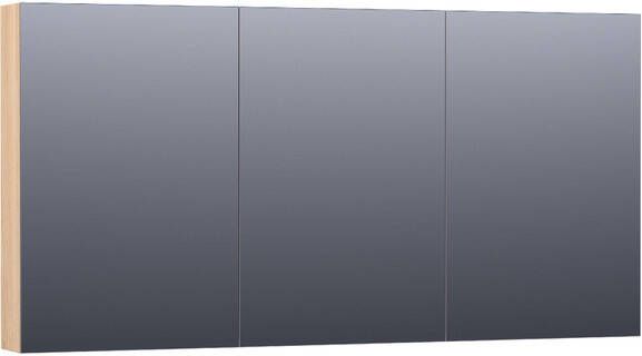 Saniclass Plain Spiegelkast 140x70x15cm 3 links- en rechtsdraaiende spiegeldeuren hout Smoked oak SK-PL140SO