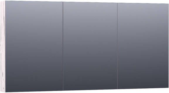 Saniclass Plain Spiegelkast 140x70x15cm 3 links- en rechtsdraaiende spiegeldeuren MFC Birch SK-PL140BR