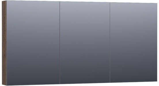 Saniclass Plain spiegelkast 140x70x15cm met 3 links- en rechtsdraaiende spiegeldeuren Hout Black oak SK-PL140BO