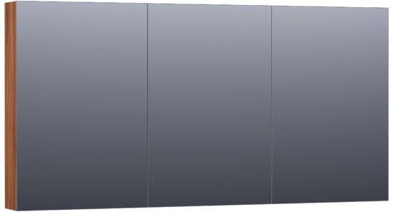 Saniclass Plain spiegelkast 140x70x15cm met 3 links- en rechtsdraaiende spiegeldeuren Hout Natural walnut SK-PL140NWA
