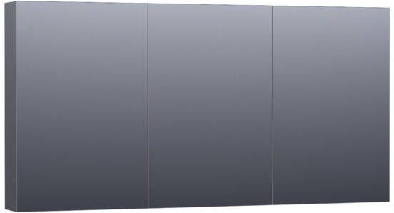 Saniclass Plain spiegelkast 140x70x15cm met 3 links- en rechtsdraaiende spiegeldeuren MDF hoogglans Grijs SK-PL140HG