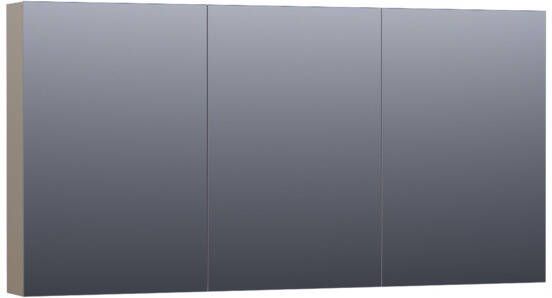 Saniclass Plain spiegelkast 140x70x15cm met 3 links- en rechtsdraaiende spiegeldeuren MDF hoogglans Taupe SK-PL140HT