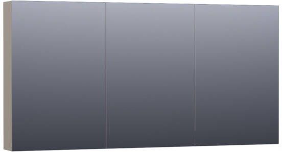 Saniclass Plain spiegelkast 140x70x15cm met 3 links- en rechtsdraaiende spiegeldeuren MDF mat Taupe SK-PL140MT