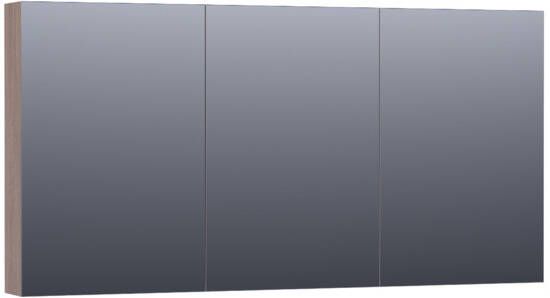 Saniclass Plain spiegelkast 140x70x15cm met 3 links- en rechtsdraaiende spiegeldeuren MFC Legno Viola SK-PL140LV