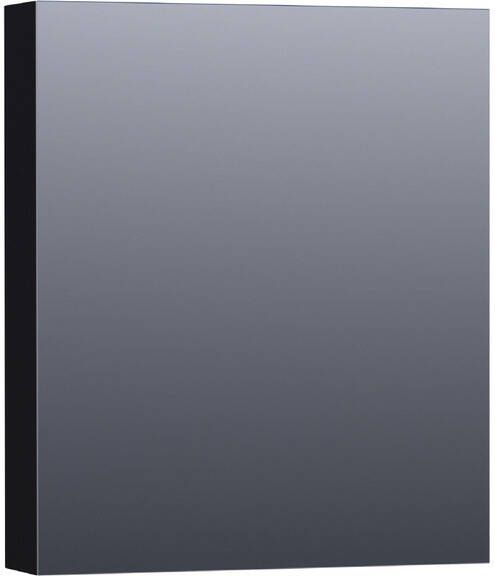 Saniclass Plain Spiegelkast 60x70x15cm 1 rechtsdraaiende spiegeldeur MDF mat zwart SK-PL60RMZ