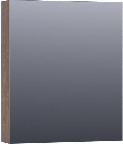 Brauer Plain Spiegelkast 60x70x15cm 1 rechtsdraaiende spiegeldeur MFC burned bark SK-PL60RBB - Foto 1