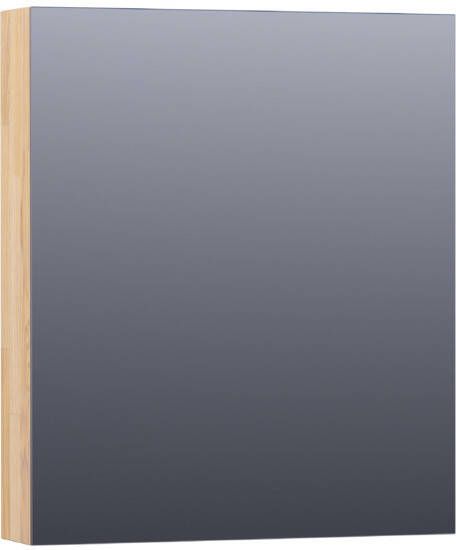 Saniclass Plain spiegelkast 60x70x15cm met 1 linksdraaiende spiegeldeur Hout Grey oak SK-PL60LGO