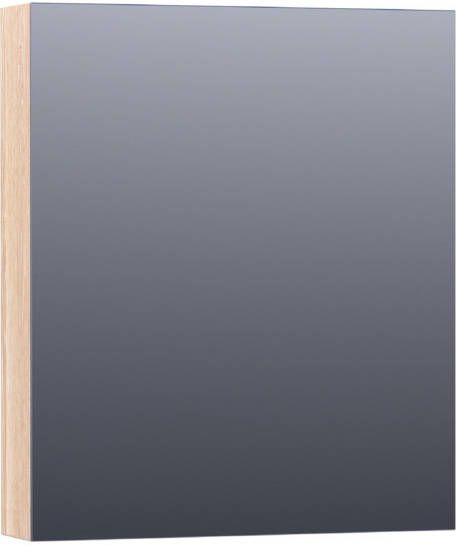 Saniclass Plain spiegelkast 60x70x15cm met 1 linksdraaiende spiegeldeur Hout White oak SK-PL60LWO