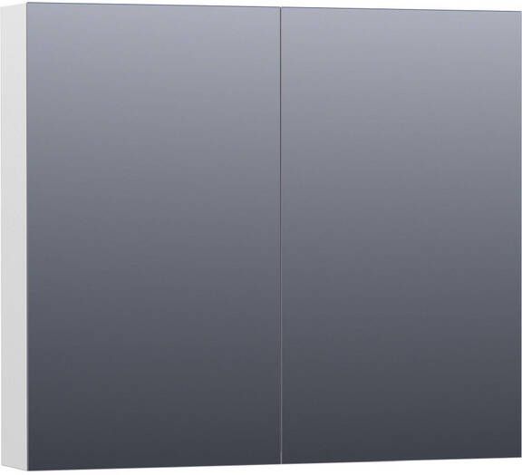 Saniclass Plain Spiegelkast 80x70x15cm 2 links rechtsdraaiende spiegeldeuren MDF hoogglans wit SK-PL80HW