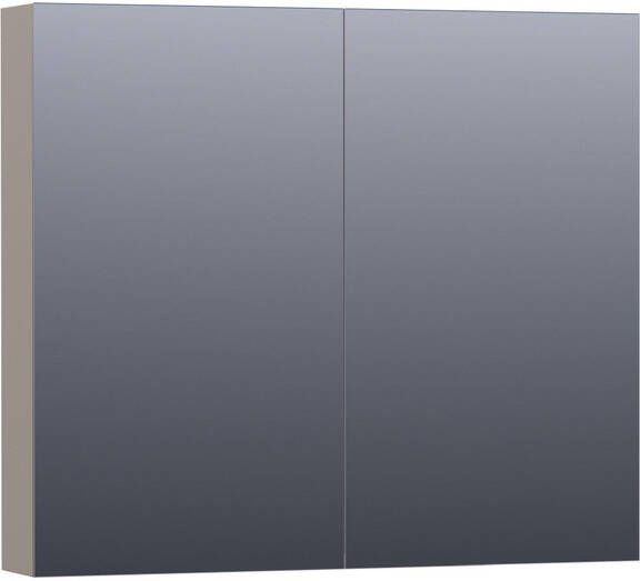 Saniclass Plain Spiegelkast 80x70x15cm 2 links rechtsdraaiende spiegeldeuren MDF mat taupe SK-PL80MT
