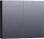 Saniclass Plain Spiegelkast 80x70x15cm 2 links rechtsdraaiende spiegeldeuren MDF mat zwart SK-PL80MZ - Thumbnail 1