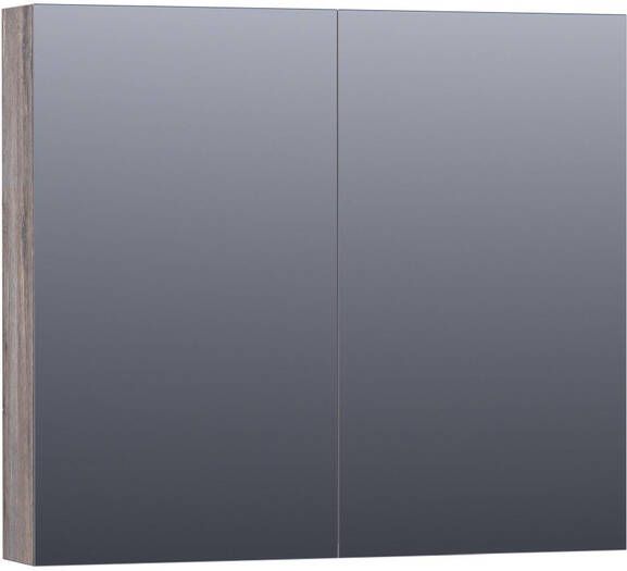Saniclass Plain Spiegelkast 80x70x15cm 2 links rechtsdraaiende spiegeldeuren MFC grey Canyon SK-PL80GC